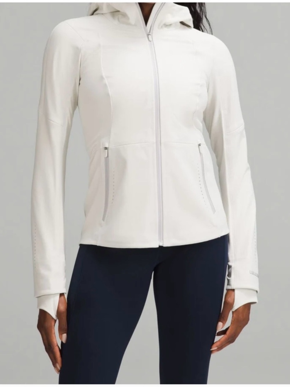 lululemon Cross Chill Performance Jacket (White Hooded Zip-Up)